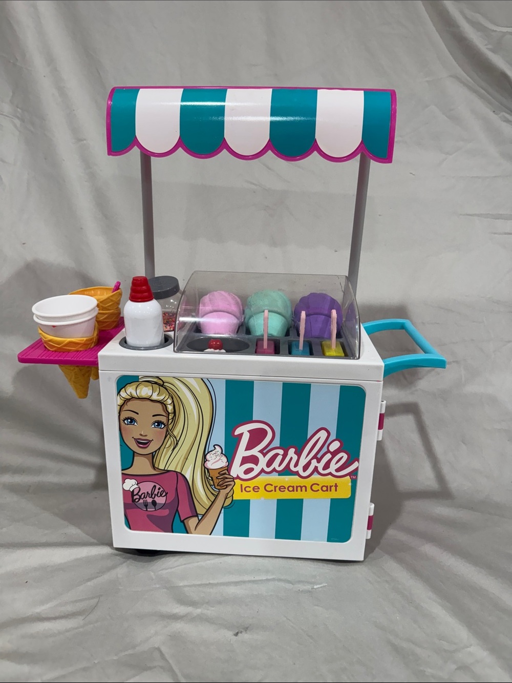 Barbie Blue, White & Pink Ice Cream Cart Playset